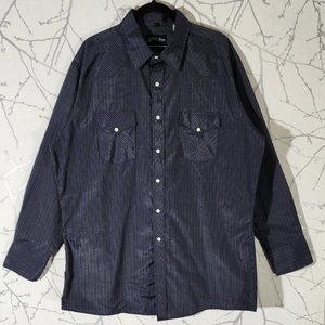 White Horse Purple Blue Striped Pearl Snap Western Shirt | Men's XL